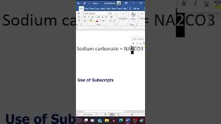 Use of Subscripts in MS Word  Short  video 🔥 [upl. by Jehias]