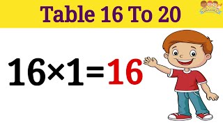 Learn Tables Of 16 To 20  Tables Sixteen To Twenty In English [upl. by Norit]