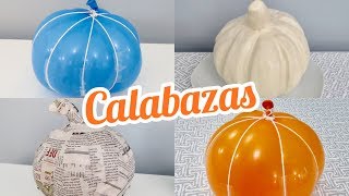 COMO HACER CALABAZAS CON UN GLOBO Y MASILLA  DIY HALLOWEEN [upl. by Eatnhoj]