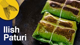 Ilish Macher Paturi  Shorshe diye Ilish Macher Bhapa Recipe  Bengali Hilsa Steamed in Banana Leaf [upl. by Yhtnomit167]