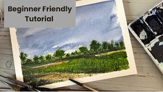 Watercolor Landscape Tutorial  BeginnerFriendly Painting [upl. by Annirak]