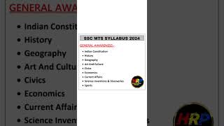 SSC MTS SYLLABUS 2024 sscmtsgksyllabus [upl. by Dorr177]