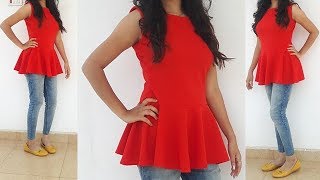 DIY Peplum Top Cutting And Stitching Full Tutorial [upl. by Ycnalc]