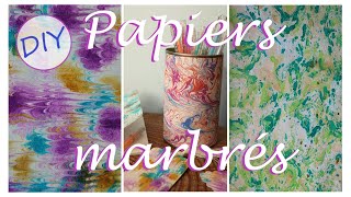 DIY PAPIER MARBRÉ  PEINTURE ACRYLIQUE SUR BASE AMIDON MAÏS PEINTURE À LHUILE BASE EAU OU AMIDON [upl. by Ahsoyem]