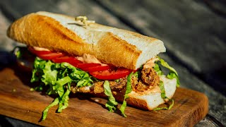 Easy Recipe SouthernFried Rockfish Poboy Sandwich [upl. by Nehtanoj]