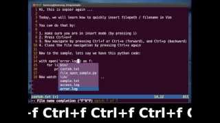 Vim Tutorial  Insert  Append File Path Filename Completion in Vim [upl. by Desdee]