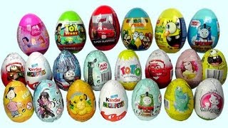 21 Surprise Eggs Kinder Surprise Cars 2 Thomas Spongebob Disney Pixar [upl. by Link146]