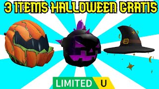 CONSIGUE 3 ITEMS DE HALLOWEEN GRATIS EN ROBLOX 2023 [upl. by Lonier693]