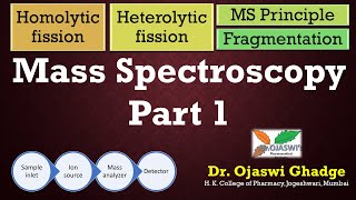 Mass Spectroscopy Principle and fragmentation pattern Homolytic and heterolytic cleavagefission [upl. by Rhtaeh]