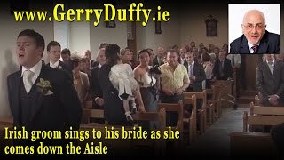 Irish groom sings to his bride as she comes down the Aisle st their wedding in Ireland [upl. by Namyac]