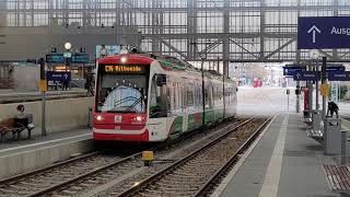 City Bahn Tram Chemnitz Umschaltung von Elektro auf Diesel und Ausfahrt Hauptbahnhof [upl. by Dickman]