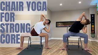 10 Minutes Chair Yoga for Strong Core  Flat Belly Slim Waist Feel Your Best [upl. by Boff]