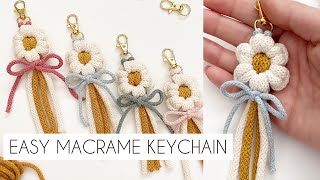 EASY MACRAME DAISY KEYCHAIN  MACRAME TUTORIAL [upl. by Angi]