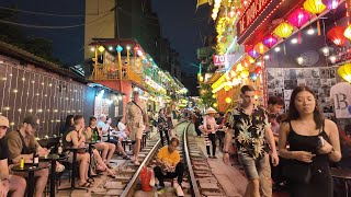 Hanoi Train Street  Exploring Vietnams Most Dangerous Street [upl. by Karney]