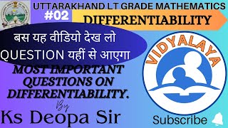 MOST IMPORTANT QUESTIONS ON DIFFERENTIABILITY by Ks Deopa Sirlt grade maths [upl. by Eninaej89]