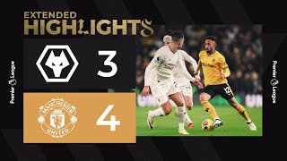 Late defeat in sevengoal thriller Wolves 34 Manchester United  Extended highlights [upl. by Balling]