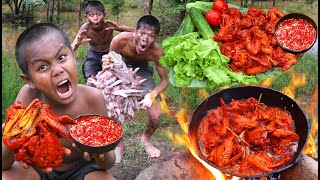 Kmeng Prey  Cooking Chicken Wing  Primitive Technology [upl. by Annairt]