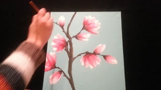 How to paint magnolia blossoms  STEP by STEP [upl. by Gothard600]