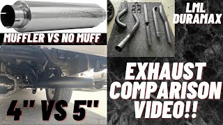 LML DURAMAX EXHAUST COMPARISON 4quot VS 5quot SHOWDOWN MBRP amp MORE YOU WONT BELIEVE RESULTS [upl. by Lilli]