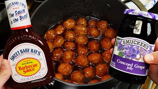 Grape Jelly amp Barbecue Meatballs Recipe  on the stove [upl. by Iborian]