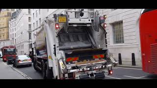 City of Westminster Veolia Mercedes olympus econic emptying recycling 3 1100L bins [upl. by Lazaro38]