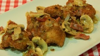 Pollo empanado jugoso con champiñones  receta fácil [upl. by Evetta]