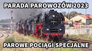 PARADA PAROWOZÓW 2023 Widowisko i pociągi retro z parowozami [upl. by Maison57]