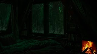 Cozy Room Ambience ASMR  Rain on Window Sounds with Crackling Fire for Sleep Study Relaxation⛈️🔥 [upl. by Healy]