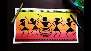 warli art painting for beginners [upl. by Edveh]