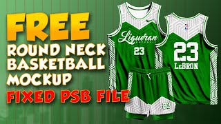 FREE BASKETBALL JERSEY MOCKUP FIXED PSB File ROUND NECK JERSEY MOCKUP DESIGN [upl. by Itirahc]