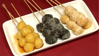 How to Make Skewered Tofu Dango Japanese Sweet Dumpling Recipe  Cooking with Dog [upl. by Akenot]