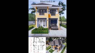 20x31 Feet Small House Plan 6x9 5 Meter 3 Beds 3 Baths Hip Roof home homedesign housedesign [upl. by Naitsirhc]