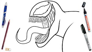 How To Draw Venom Easy Step By Step  Marvel SpiderMan Villain Venom [upl. by Etnad235]