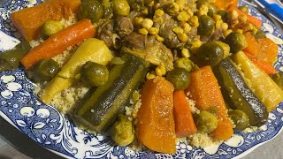 Moroccan Couscous With Lamb Vegetable amp كسكس المغربي بالخضار واللحم [upl. by Mattland]