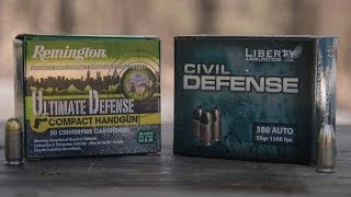 New 380 Remington Ultimate Defense amp Liberty Civil Defense Ammo Review  Glock 42 [upl. by Uahsoj]