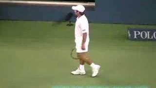 Fabrice Santoro Trick Shot Against Andy Roddick at the US Open [upl. by Ramsay]