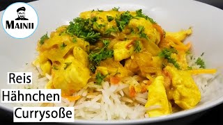 Hähnchen mit Reis und Currysoße  20 Minuten Rezept  gesund kochen [upl. by Beane]