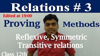 Relations  3  Reflexive Symmetric or Transitive Relations  Proving methods  CBSE  ISC Maths [upl. by Meletius]