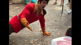 Man Challenges Gaston To Manly Pushup Contest At Disney World [upl. by Sivla912]