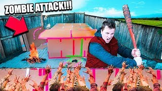 Can We Survive 24 Hours In the Zombie Apocalypse Zombie Box Fort [upl. by Egroej]