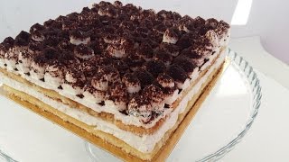 تيراميسو بدون بيض ولا جيلاتين مع بيسكوي منزلي سهل ولذيذ  Gâteau Tiramisu [upl. by Germaine]