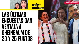 CaféYNoticias ¬ Las últimas encuestas Sheinbaum está entre 20 y 25 puntos arriba de Xóchitl [upl. by Esereht]