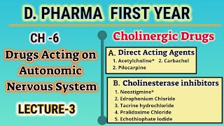 Cholinergic DrugsDrugs acting on ANSCH6L3Pharmaceutical chemistryDPharmFirst year [upl. by Akessej79]