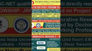 PhD admission 2024 Techno India University West Bengal [upl. by Kahle]