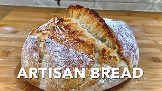 Crunchy Artisan Bread  No Knead No Sugar No Dutch Oven Crusty Bread Recipe  Homemade Rustic Loaf [upl. by Edelman]