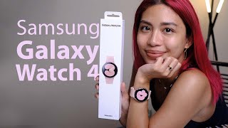 Samsung Galaxy Watch 4 PINK GOLD unboxing setup  first impressions [upl. by Cirad470]