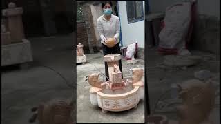 Installation process of rotating stone flowing water fountain [upl. by Ondrea318]