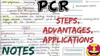 PCR Polymerase Chain Reaction  steps Advantages Applicationsnotes 🤩 [upl. by Ronym]