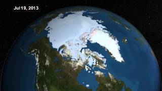 Melting Season Summer 2013 Arctic Sea Ice Retreat  Video [upl. by Ainirtak926]