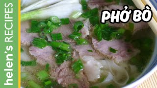 PHO BO  Vietnamese Beef Noodle Soup Recipe  Helens Recipes [upl. by Nnylsia453]